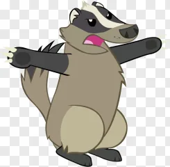 A cartoon badger character illustration on a transparent background.