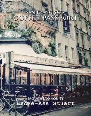 San Francisco coffee passport book cover art on a transparent background.