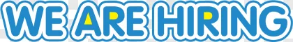 Blue "We Are Hiring" text banner on a transparent background.