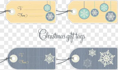 Christmas gift tags with snowflakes on a transparent background.